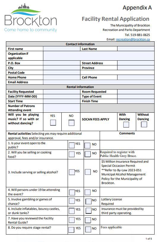Rent a Facility | Municipality of Brockton