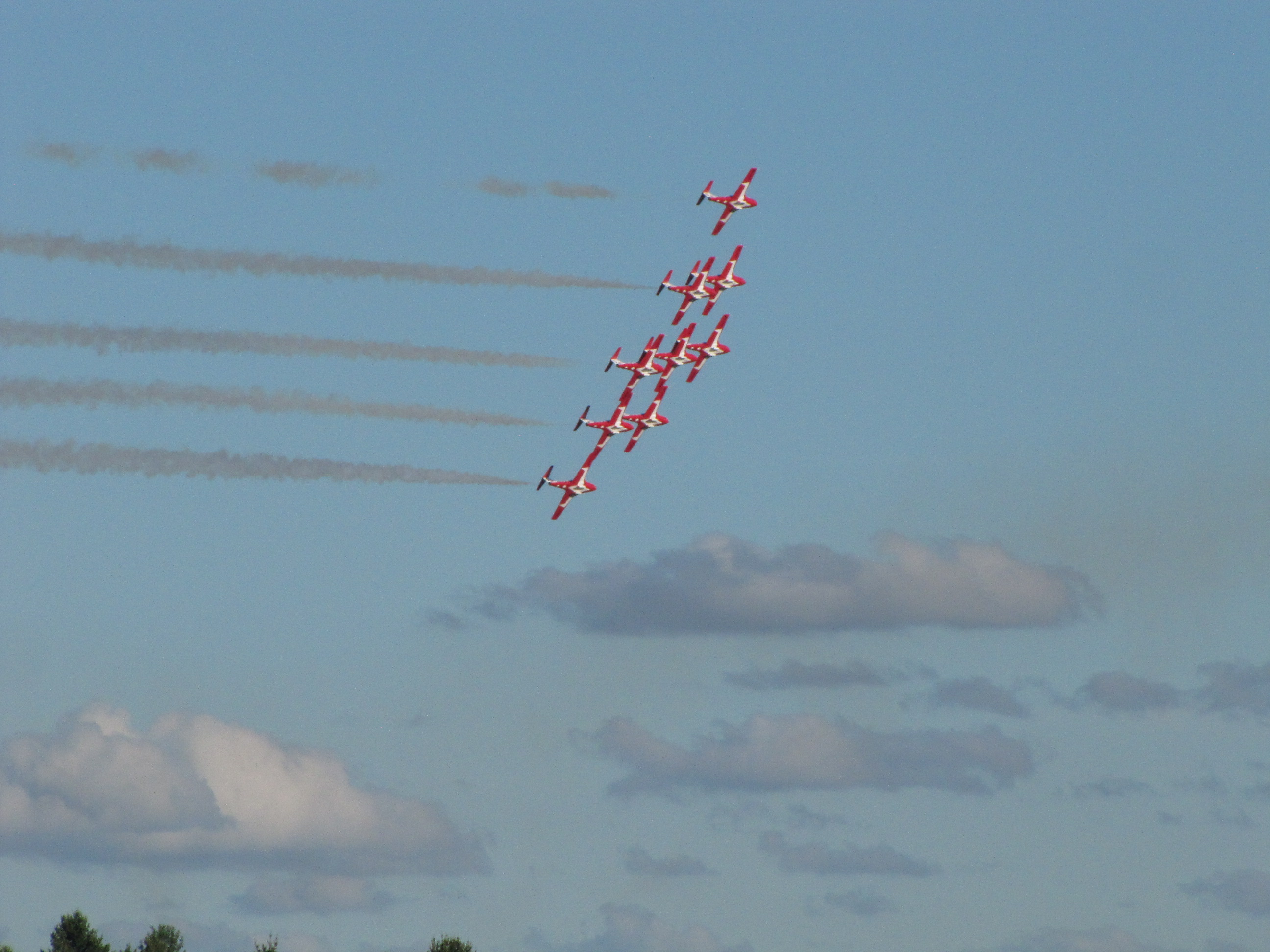 Snowbirds flying over airport